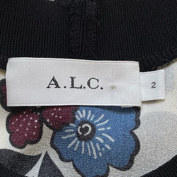 A.L.C. White Silk Harvey African Floral Print Mini Dress Size 2 - Picture 6 of 7